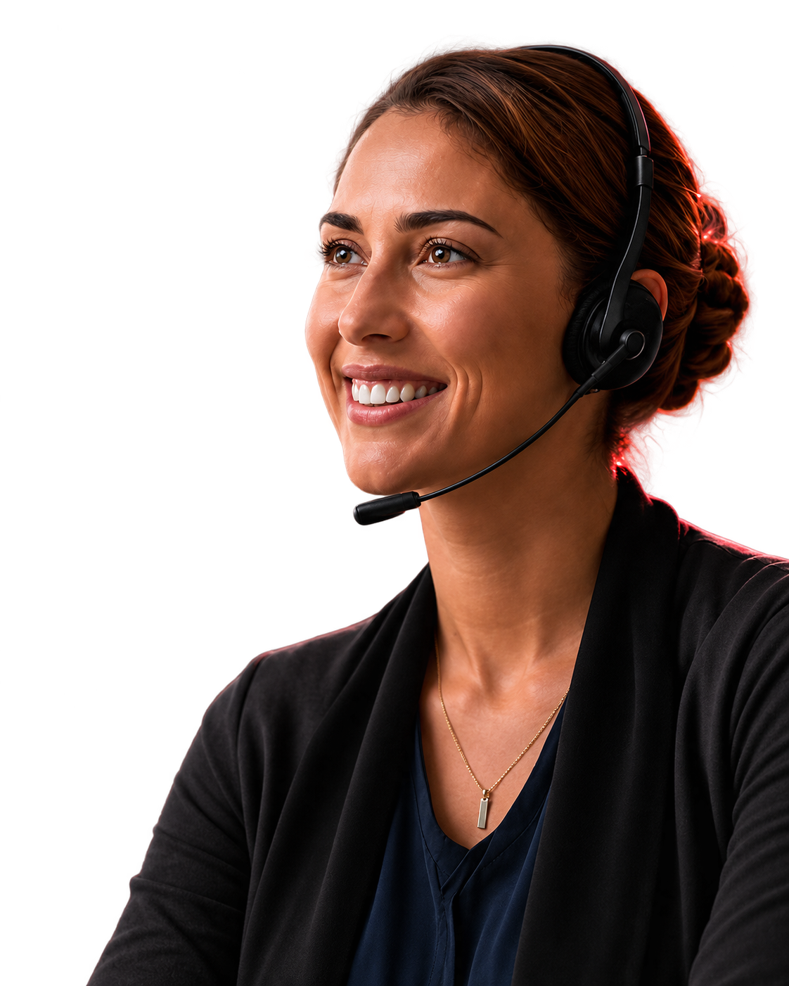 Especialista da Pontual com headset em atendimento